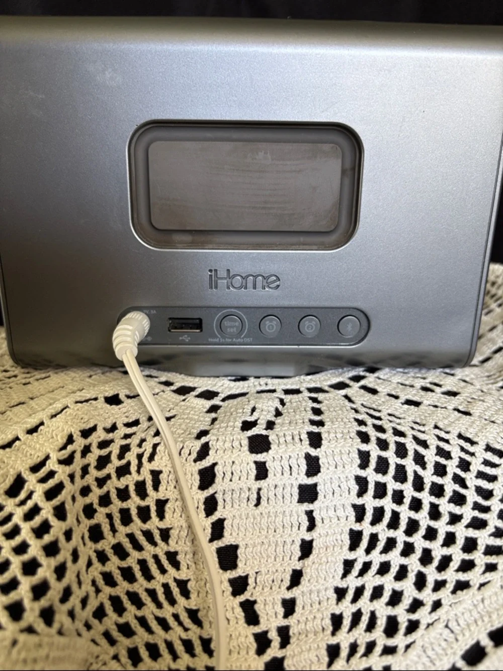 iHome Silver and Gray Fabric Bluetooth Speaker Dock